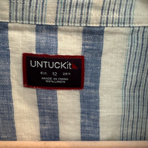 Untuckit Vietti Long Sleeve Button Down Shirt Blue & White - Picture 5 of 11